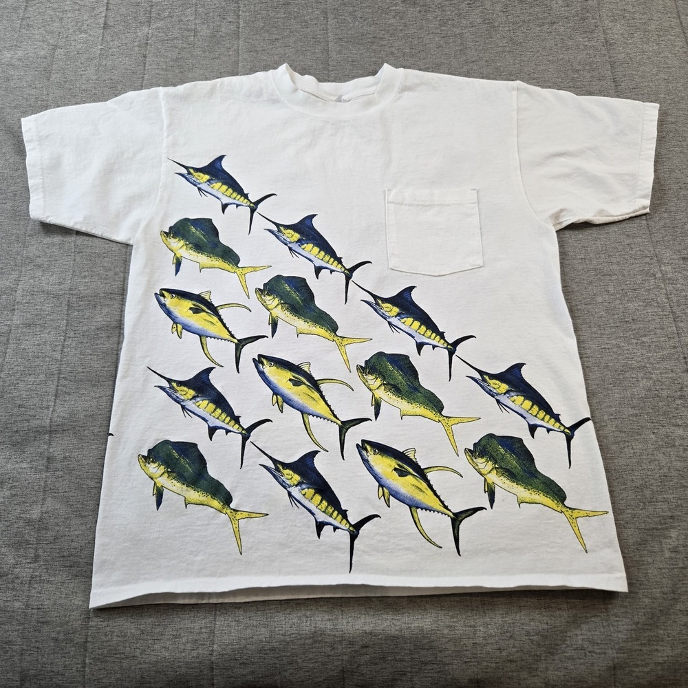 VTG Anvil Men's‎ T-shirt Fishing Ocean Deep Sea 100% Pre-Shrunk Cotton Large